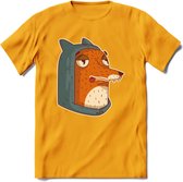 Hoodie fox T-Shirt Grappig | Dieren vos Kleding Kado Heren / Dames | Animal Skateboard Cadeau shirt - Geel - XXL