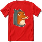Hoodie fox T-Shirt Grappig | Dieren vos Kleding Kado Heren / Dames | Animal Skateboard Cadeau shirt - Rood - XL