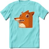 Friendly fox T-Shirt Grappig | Dieren vos Kleding Kado Heren / Dames | Animal Skateboard Cadeau shirt - Licht Blauw - XL