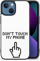 Hoesje Geschikt voor iPhone 13 Leuk TPU Back Case met Zwarte rand Finger Don't Touch My Phone