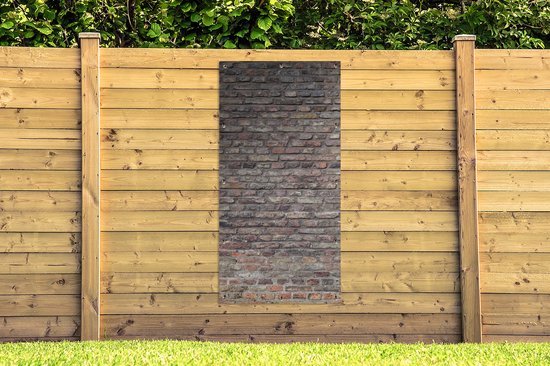 Affiche Clôture Brique - Grijs - Mur - 100x200 cm - Toile de jardin