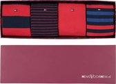 Cadeaubox Tommy With red you never feel blue Box; 8 paar Tommy Hilfiger sokken blauw en rood -  Maat: 39-42