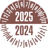 Keuringssticker met 2 jaartallen, 35 mm, 10 stuks per vel 2025/2024