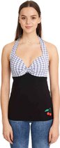 Pussy Deluxe Mouwloze top -S- Blue Plaid Neckholder Multicolours