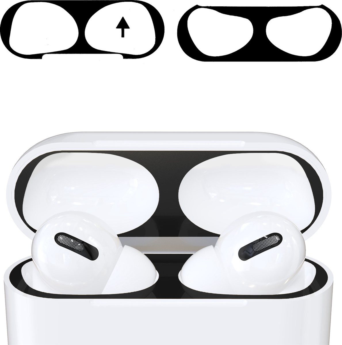 kwmobile anti-stof sticker voor Apple AirPods 3 - Stofbeschermer in zwart