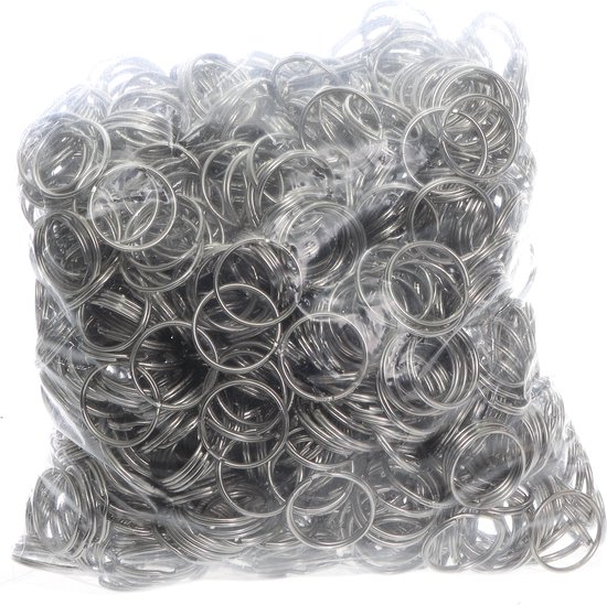NestNook 30 mm ronde platte sleutelhangers 50 stuks metalen splitring voor thuis autosleutels organisatie en doe-het-zelf ambachten
