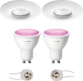 Prima Luno Pro - Waterdicht IP65 - Inbouw Rond - Mat Wit - Ø82mm - Philips Hue - LED Spot Set GU10 - White and Color Ambiance - Bluetooth