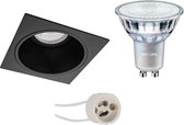 LED Spot Set - Proma Minko Pro - GU10 Fitting - Inbouw Vierkant - Mat Zwart - Verdiept - 90mm - Philips - MASTER 927 36D VLE - 4.9W - Warm Wit 2200K-2700K - DimTone Dimbaar