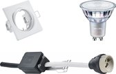 LED Spot Set - GU10 Fitting - Inbouw Vierkant - Mat Wit - Kantelbaar 80mm - Philips - MASTER 927 36D VLE - 3.7W - Warm Wit 2200K-2700K - DimTone Dimbaar