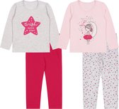 2x Grijs-roze pyjama met sterren / 6-7 jaar 122 cm