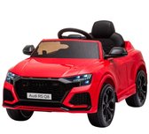 Elektische Kinderauto Audi RSQ8 12V | accuvoertuig voor kinderen met rubberen banden en leren zitje en afstandbediening Rood