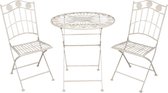 Bistroset Bistrotafel Bistrostoel 3-delig Ø 69*76 cm / 39*47*92 cm Creme Ijzer Rond Balkonset Tuinset