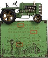 Maandkalender Tractor 34*28*6 cm Groen Ijzer Rechthoek Keukenkalender