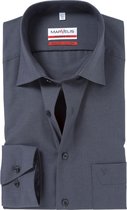 MARVELIS modern fit overhemd - antraciet grijs - Strijkvrij - Boordmaat: 42