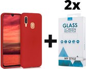 Siliconen Backcover Hoesje Samsung Galaxy A20e Rood - 2x Gratis Screen Protector - Telefoonhoesje - Smartphonehoesje