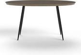 Ovaal Eettafel Rustiek Eikenlook - Ovalen Eettafel Zwarte Poot Industrieel - 160x90x76 cm -  Ovaal Tafel Zwart Tamir – Perfecthomeshop