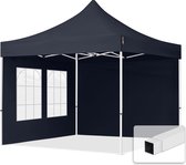 3x3m easy up partytent vouwtent  2 zijwanden (met kerkvensters) paviljoen PES300 stalen frame grijs