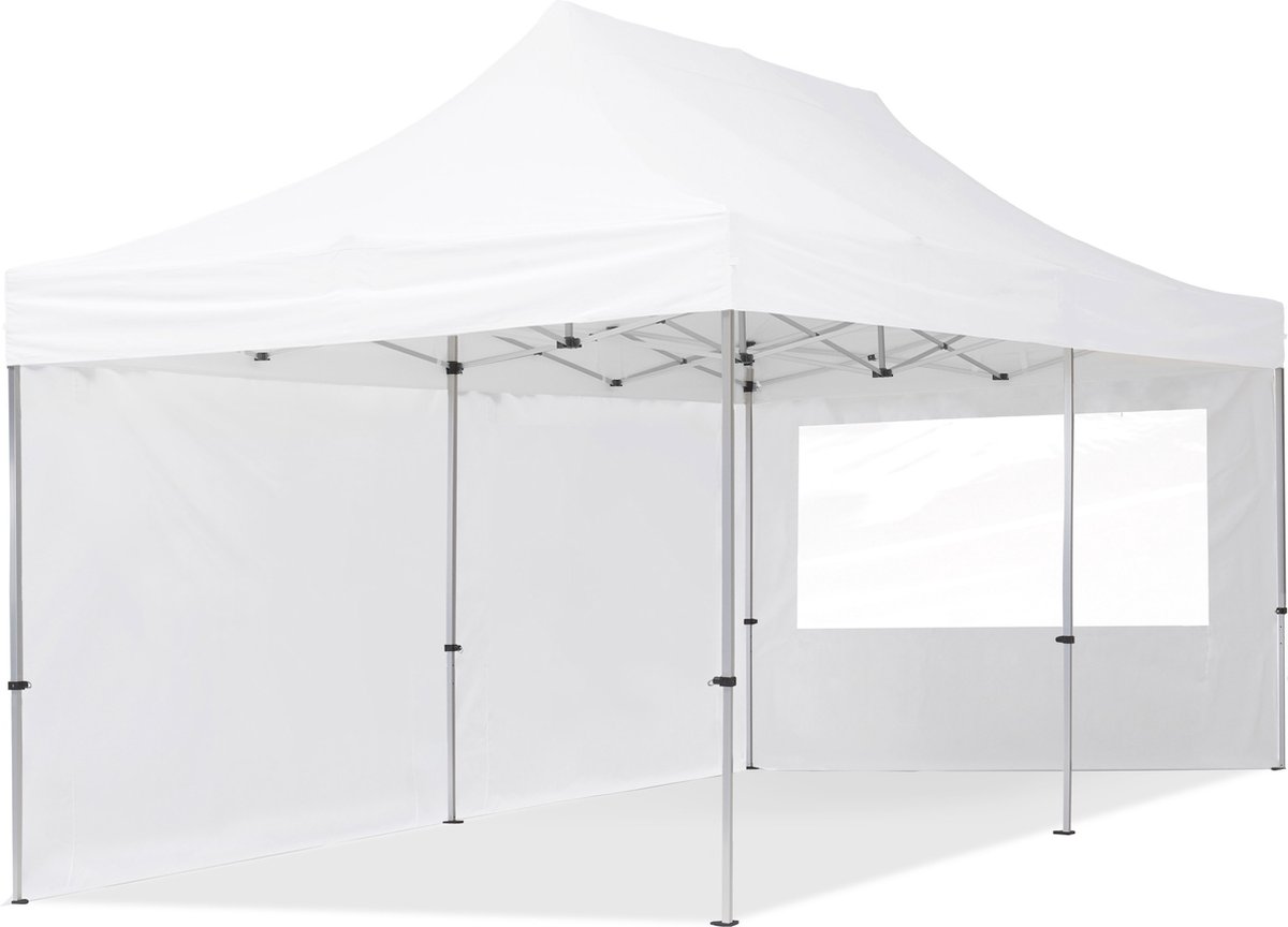 3x6 m Easy Up partytent Vouwpaviljoen, ECONOMY alu 32mm met zijwanden (panorama), wit