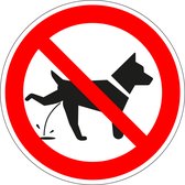 Bordje verboden te plassen voor honden - kunststof - 150 mm - rood wit