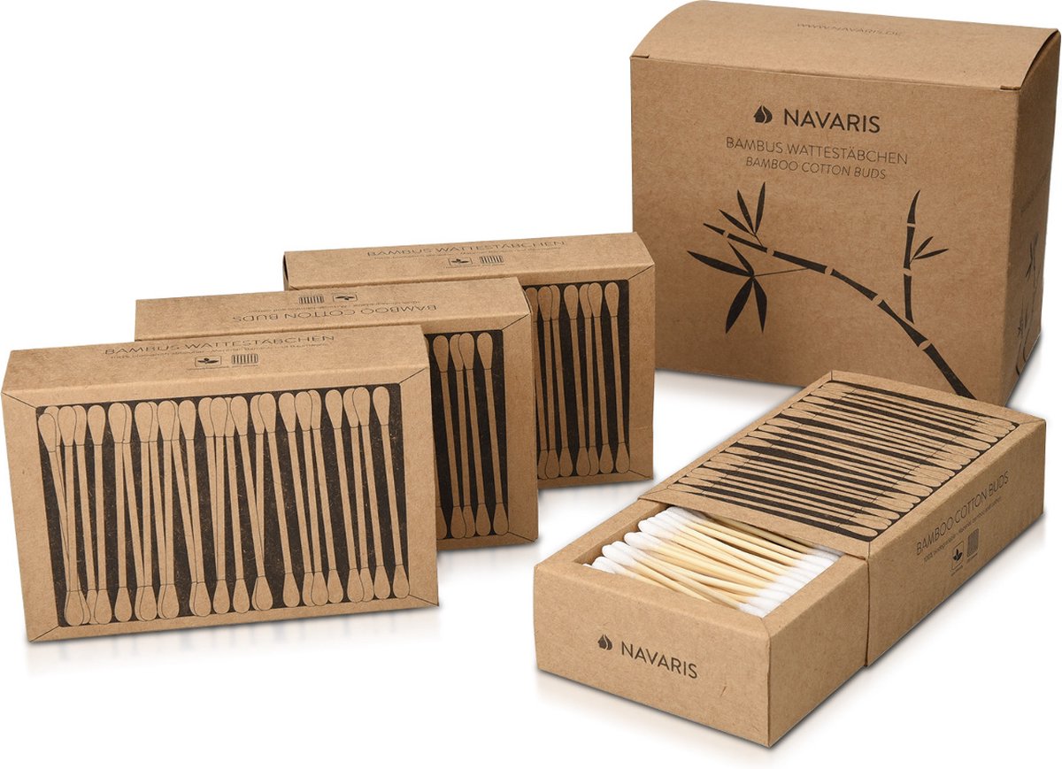 Goedkoopste Navaris eco wattenstaafjes van bamboe – 800 wattenstaafjes – Duurzame oorstaafjes - Biologisch afbreekbare wattenstaafjes - Zero waste