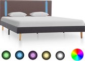 Decoways - Bedframe met LED stof taupe en donkergrijs 140x200 cm