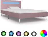 Decoways - Bedframe met LED stof roze 90x200 cm
