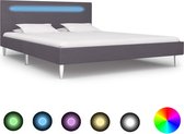 Decoways - Bedframe met LED stof grijs 140x200 cm