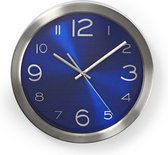 Nedis CLWA010MT30BU Ronde Wandklok Diameter 30 Cm Blauw & Roestvrijstaal