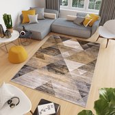 Tapiso Elefanta Vloerkleed Grijs Geometrisch Modern Woonkamer Tapijt Maat- 160x220