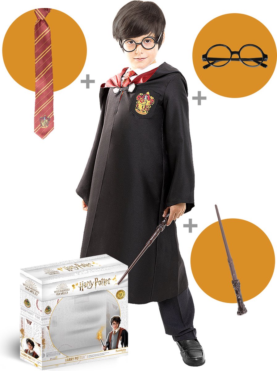 FUNIDELIA Harry Potter Kostuum - Met Toverstaf - 7-9 jaar (122-134 cm)