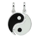 Vriendschapshartje® Yin Yang zilveren hanger breekplaatje