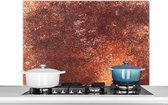 Spatscherm keuken 100x65 cm - Kookplaat achterwand Brons - Roest print - Structuur - Muurbeschermer - Spatwand fornuis - Hoogwaardig aluminium