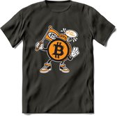 BTC Mascot - Crypto T-Shirt Kleding Cadeau | Dames / Heren / Unisex | Bitcoin / Ethereum shirt | Grappig Verjaardag kado | BTC Tshirt Met Print | - Donker Grijs - XL