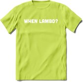 When Lambo? - Crypto T-Shirt Kleding Cadeau | Dames / Heren / Unisex | Bitcoin / Ethereum shirt | Grappig Verjaardag kado | BTC Tshirt Met Print | - Groen - XL