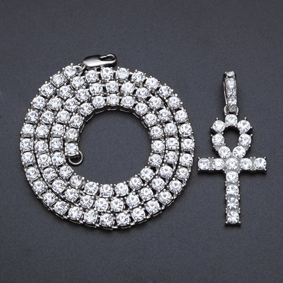 Collier pour homme en diamant Religieux 18 carats avec croix égyptienne en  argent... | bol.com