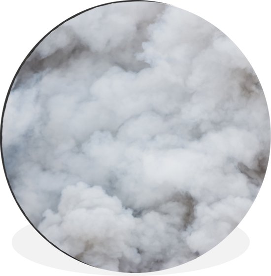 Wandcirkel - Muurcirkel - wolkjes mist - Aluminium - Dibond - ⌀ - Binnen en Buiten