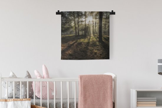 Tapisserie - Tapisserie - Forêt - Soleil - Brouillard - 60x60 cm - Tapisserie