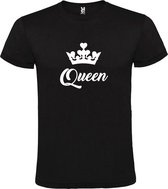 Zwart T shirt met print van "Queen " print Wit size XS