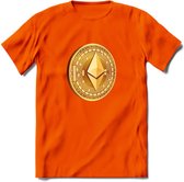 Ethereum Coin - Crypto T-Shirt Kleding Cadeau | Dames / Heren / Unisex | Bitcoin / Ethereum shirt | Grappig Verjaardag kado | BTC Tshirt Met Print | - Oranje - XXL