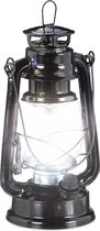 Relaxdays 1x lantaarn led - zwarte stormlamp - windlicht - led olielamp - retro stijl