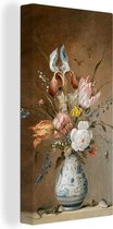 Canvas Schilderij Bloemstilleven - Oude meesters - Schilderij - 20x40 cm - Wanddecoratie