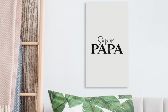 Tableau Peinture Super Papa - Citations - Papa - Proverbes - 20x40 cm - Décoration murale