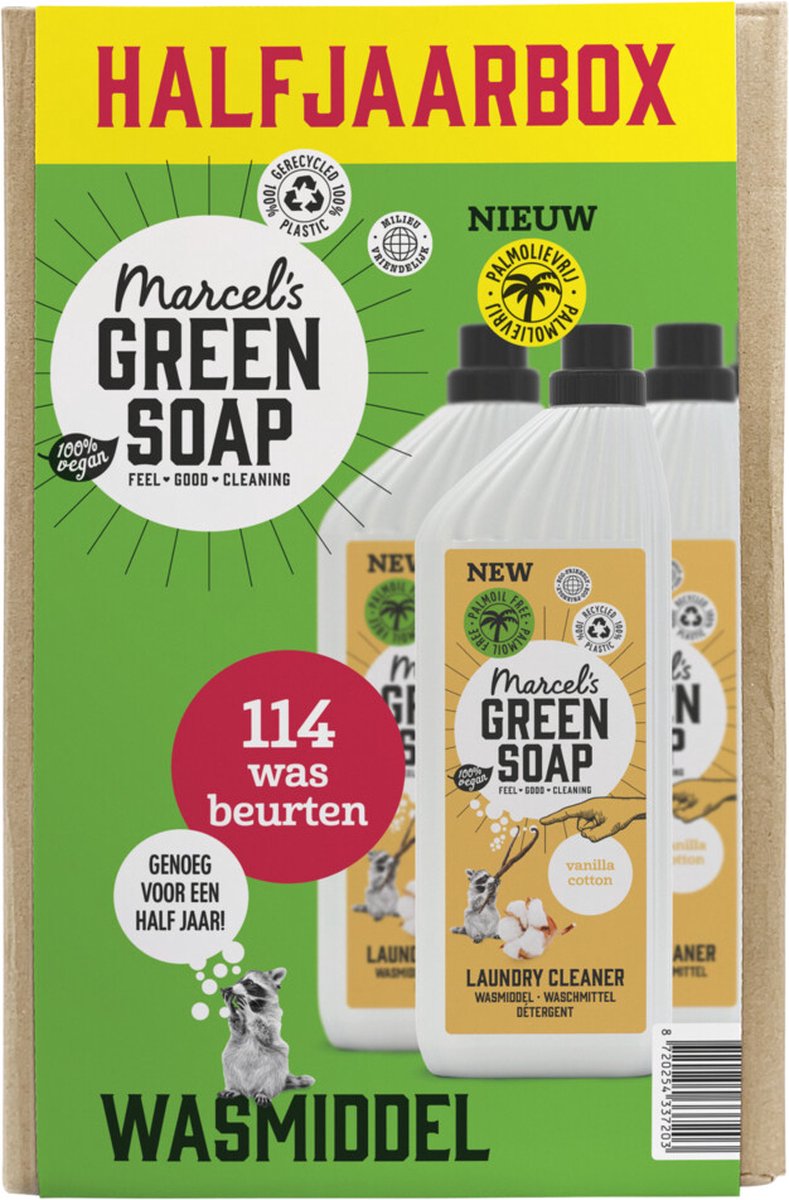Goedkoopste Marcel's Green Soap Wasmiddel Katoen & Vanille Halfjaarbox 6 x 1 liter