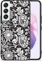 Mobiel TPU Hard Case Geschikt voor Samsung Galaxy S22 Telefoon Hoesje met Zwarte rand Zwart Bloemen