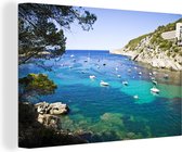 Canvas Schilderij Zee bij Portinatx op Ibiza - 90x60 cm - Wanddecoratie