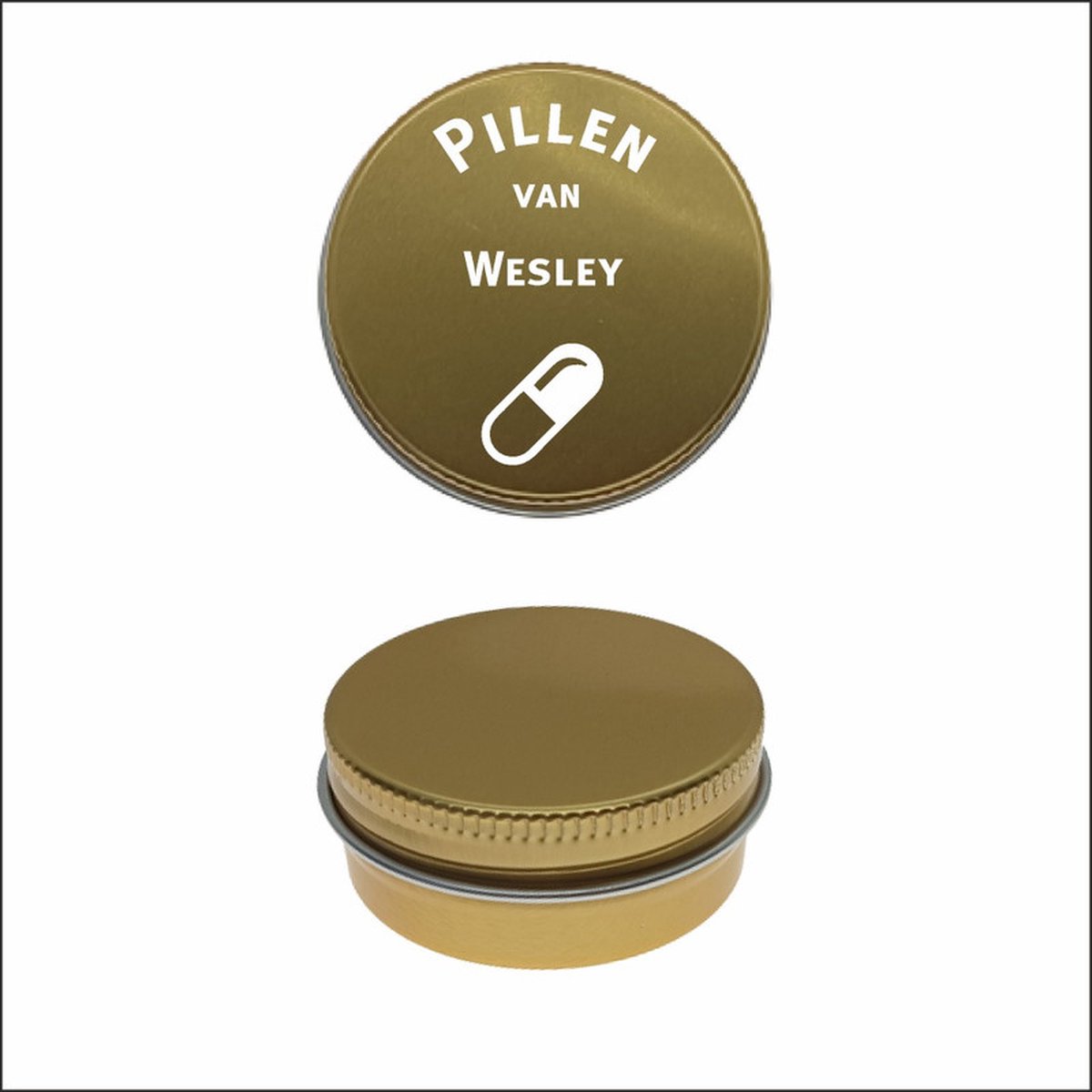 Pillen Blikje Met Naam Gravering - Wesley