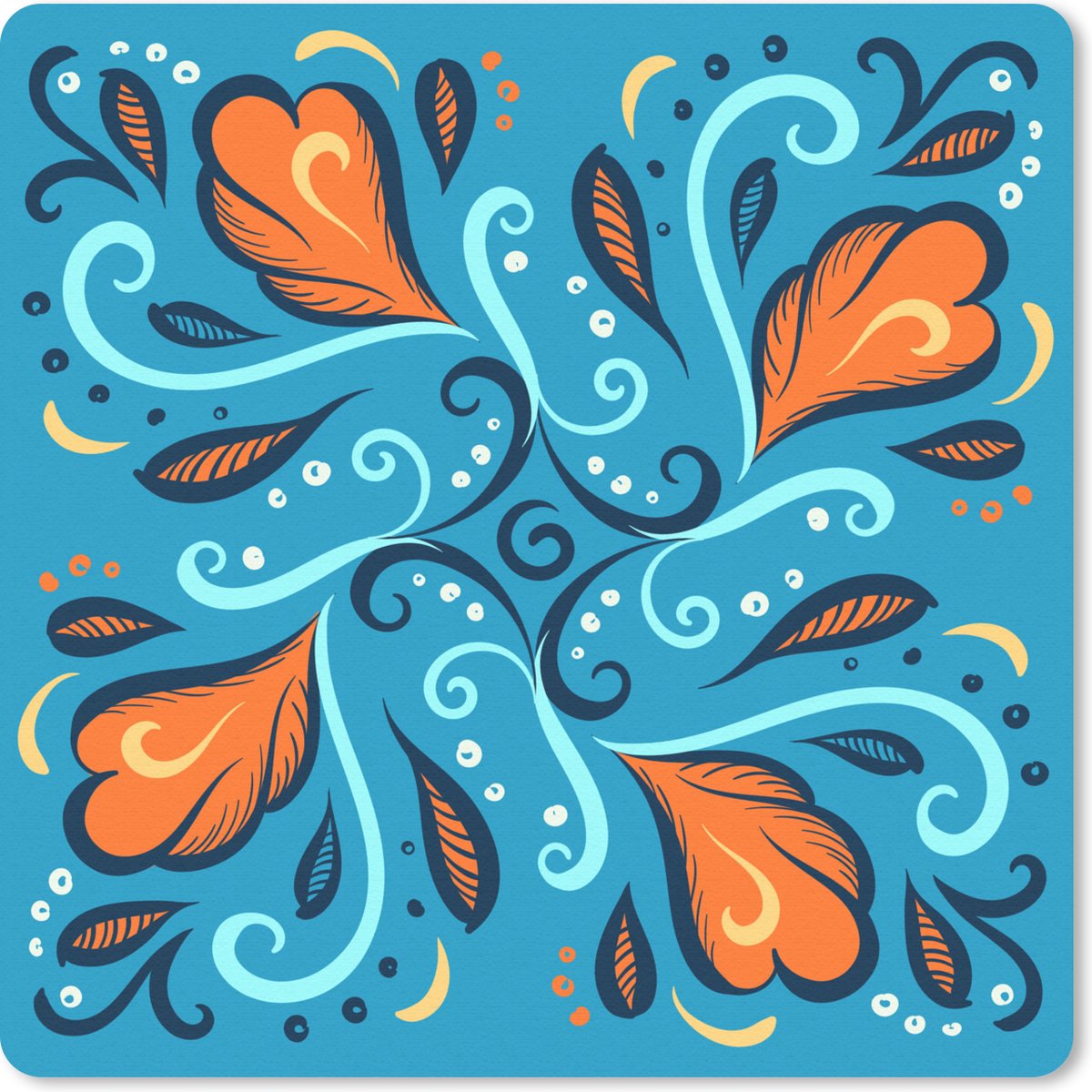Muismat 30x30 cm - Mousepad Veren - Blauw - Patronen - Muismatten