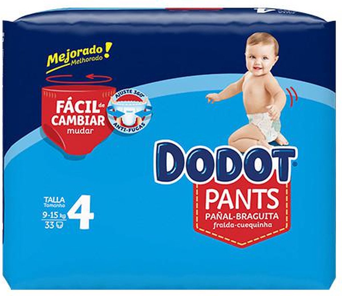 Wegwerpluiers Dodot Pants Maat 4 9-15 kg 33 Stuks
