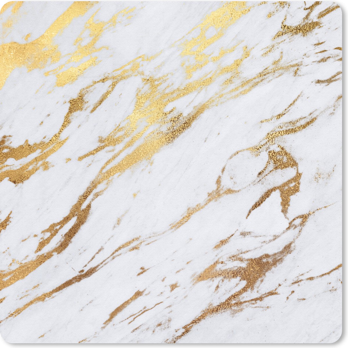 Muismat 30x30 cm - Mousepad Marmer - Wit - Goud - Luxe - Muismatten