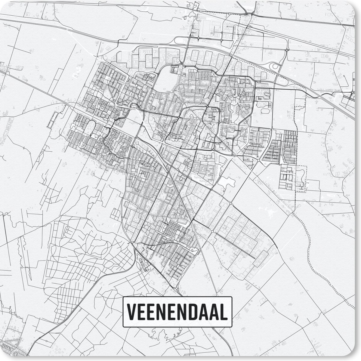 Muismat 30x30 cm - Mousepad Stadskaart Veenendaal - Muismatten